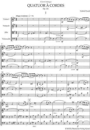 Faure Quatuor À Cordes Op.121 Pocket Score