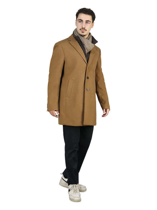 Orion Men's Half Coat Brown, Camel