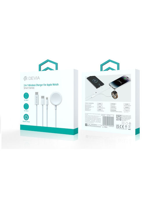 Devia 3in1 Smart Ea520 Wearable Charger Apple Watch Whiteς