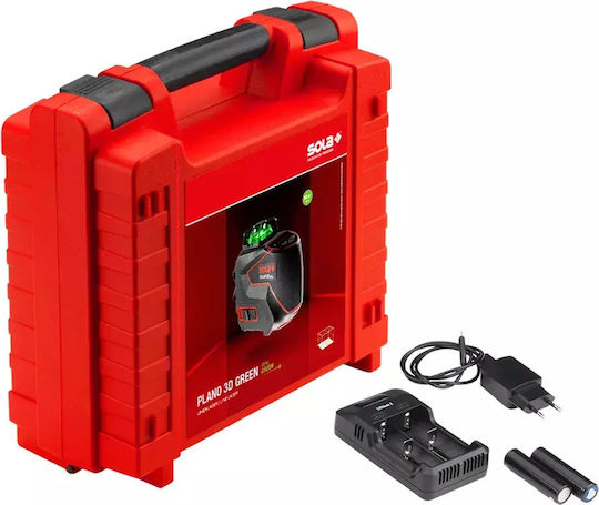 Sola PLANO 3D GREEN Αυτορυθμιζόμενο Γραμμικό Αλφάδι Laser Πράσινης Δέσμης 3.6V με Εύρος Εργασίας 30m