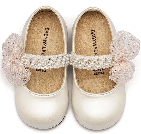 Babywalker Ecru Baptism Leather Pumps