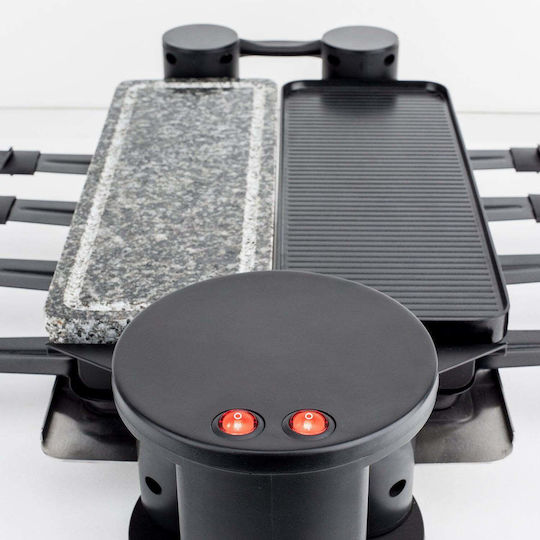 HKoenig Επιτραπέζια Ηλεκτρική Ψησταριά Raclette Λείας και Αυλακωτής Πλάκας 1200W Ανοξείδωτη