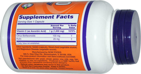 Now Foods C-1000 Sustained Release Antioxidant Protection With Rose Hips Vitamin for Immune System Boost, the Skin & Antioxidant Action 1000mg 100 Tablets