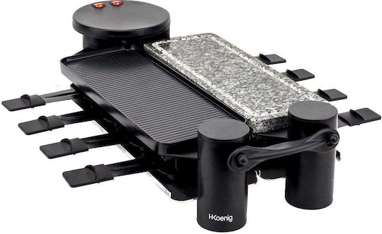 HKoenig Επιτραπέζια Ηλεκτρική Ψησταριά Raclette Λείας και Αυλακωτής Πλάκας 1200W Ανοξείδωτη