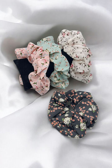Elastic de păr negru cu design floral