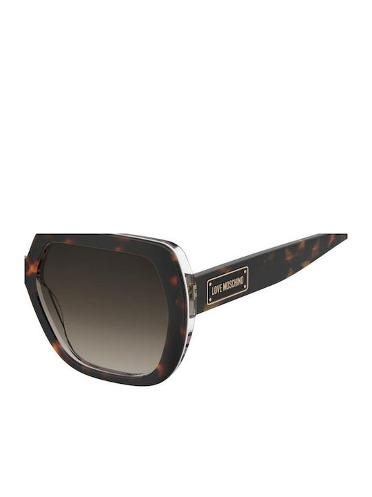 Moschino Women's Sunglasses with Brown Tartaruga Plastic Frame and Brown Gradient Lens MOL082/S MAP/HA