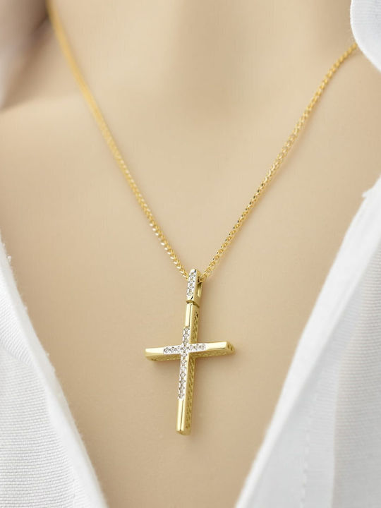 Goldjewels Χρυσός Σταυρός 14Κ Διπλής Όψης