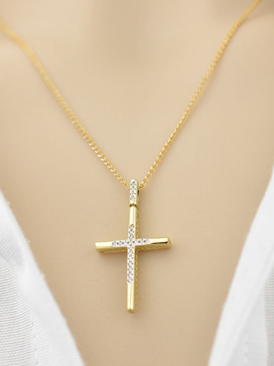 Goldjewels Women's Gold Cross 14K Double Sided