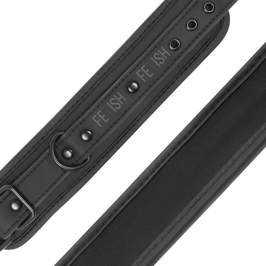 Fetish Submissive Leather Collar & Wrist Cuffs Black