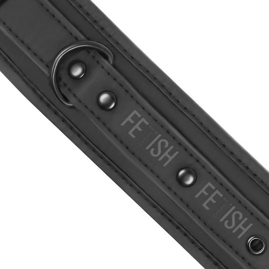 Fetish Submissive Leather Collar & Wrist Cuffs Black