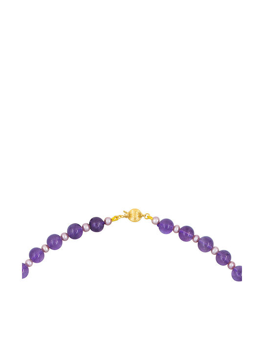 K14 Goldkette mit Amethystverschluss und Lachskorallen F126041a