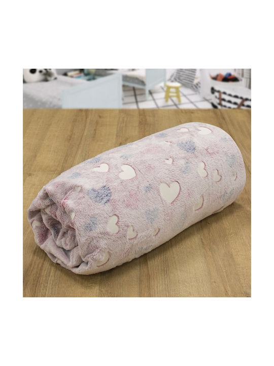 Lino Home Pătură Fleece Fosforescentă Roz 160x220cm