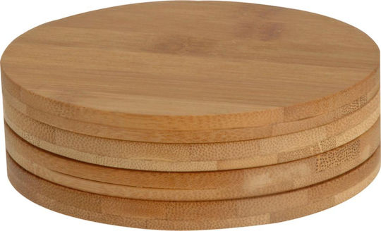 Excellent Houseware Στρογγυλό Σουβέρ Ξύλινο Καφέ 10cm 4τμχ