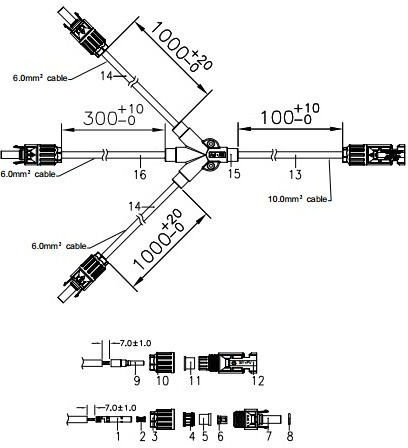 Connection Photovoltaic Cable 10-SY-CM31-B 1pcs