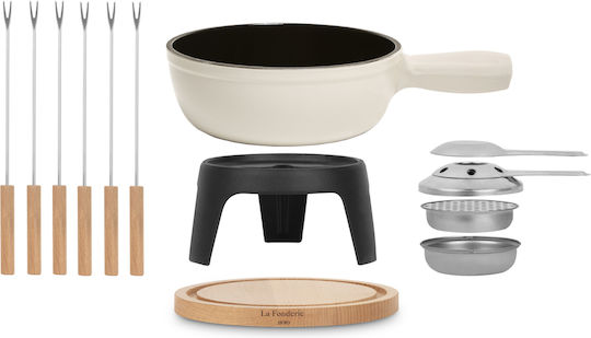 HKoenig Mont Blanc Vas pentru Fondue cu lumină de ceai Din fonta Alb 21x21x17buc