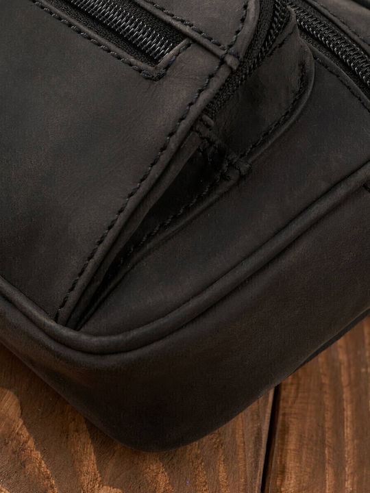 Leder Herrentasche Schulter / Crossbody Schwarz