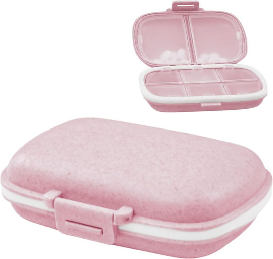 Pill Organizer Box 8 Compartments Medication Container Pink Color