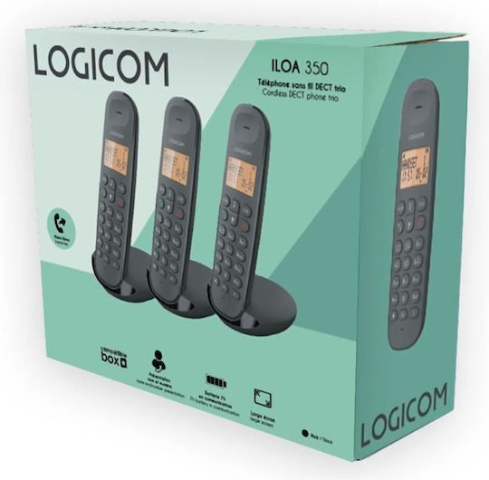 Logicom Iloa 350 Ασύρματο Τηλέφωνο Trio Μαύρο