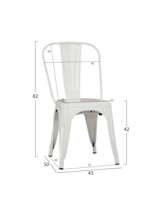 Melita-pro Dining Room Metallic Chair Matte White 44x47x84.5cm