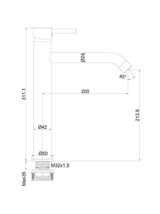 Interflex Αναμεικτική Μπαταρία Νιπτήρα Ψηλή Ασημί
