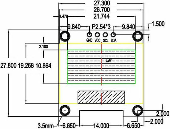0.96" I2C 128x64 OLED LCD дисплей SSD1306 Бял
