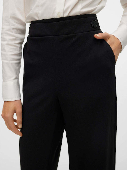 Damen Stoffhose in Breit Bein Stil Schwarz
