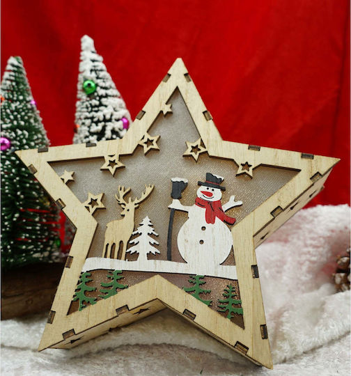 Wood Christmas Decorative Star Brown