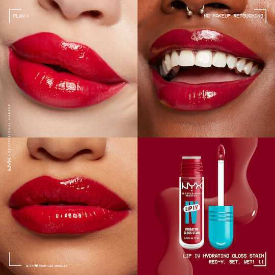 NYX Professional Makeup Lip IV Lip Gloss 11 Red-y.set.wet! Hydrating 5ml