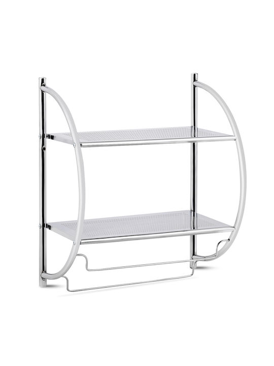 Costway Wall Mounted Bathroom Shelf Metallic 45x25.5x55cm Silver