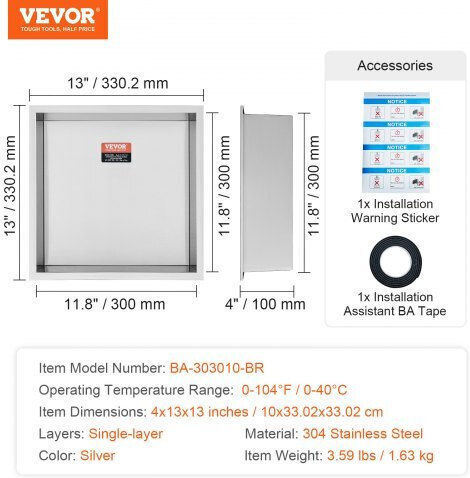 Vevor Wall Mounted Bathroom Shelf Silver