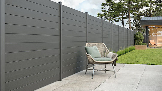 Newplan Gartenzaunmaterial aus WPC 360cm 1Stück Gray