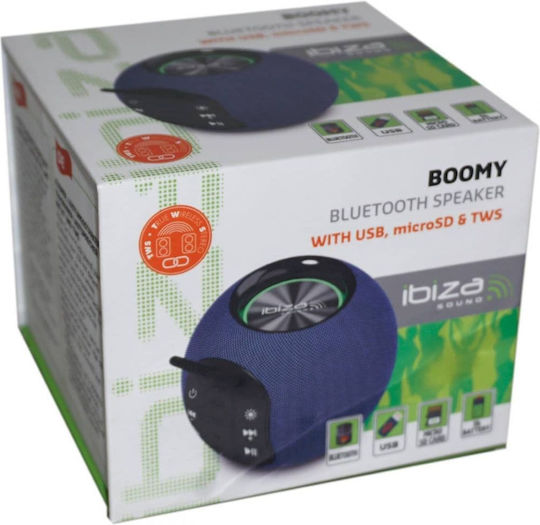 Ibiza Sound Boomy Ηχείο Bluetooth 5W με Διάρκεια Μπαταρίας έως 5 ώρες Μπλε