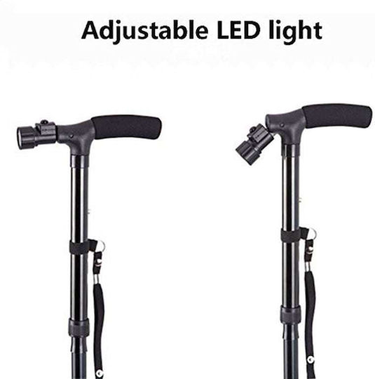 Faltbarer Gehstock mit drehbarem Fuß, LED-Licht & Höhenverstellung – Trusty Cane