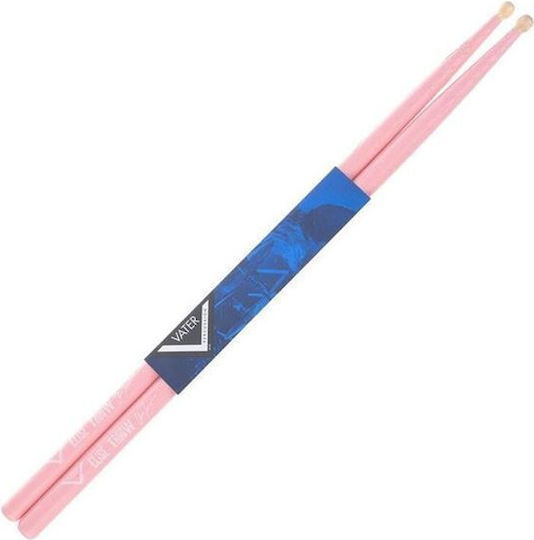 Vater Hickory Drumsticks Drums Signature 7A with Tip Shape Ball in Pink Color