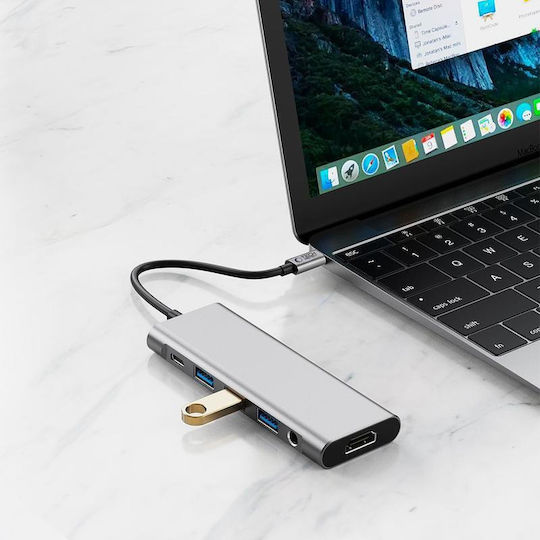 Tech-Protect HB04 USB-C Docking Station με HDMI 4K PD Ethernet Γκρι