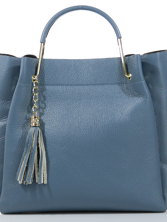 Passaggio Leather Leather Women's Bag Tote Hand Blue