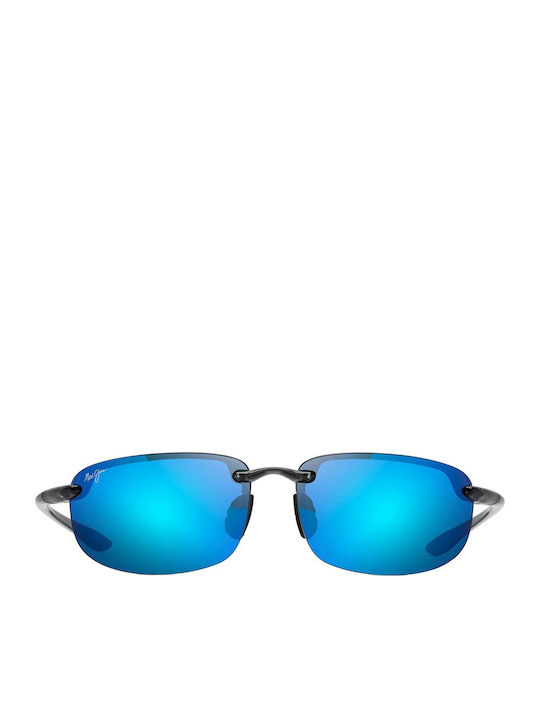 Maui Jim Hookipa Xl Unisex Sunglasses with Black Metal Frame and Blue Polarized Mirror Lens 456-14A