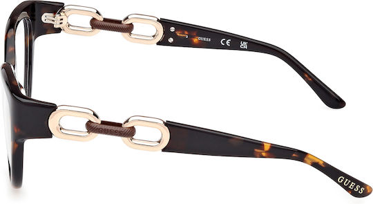 Guess Plastic Eyeglass Frame Cat Eye Brown GU50182 052