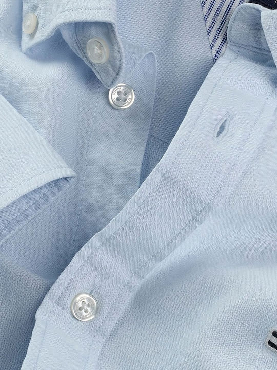 Long-sleeved Linen Shirt Blue