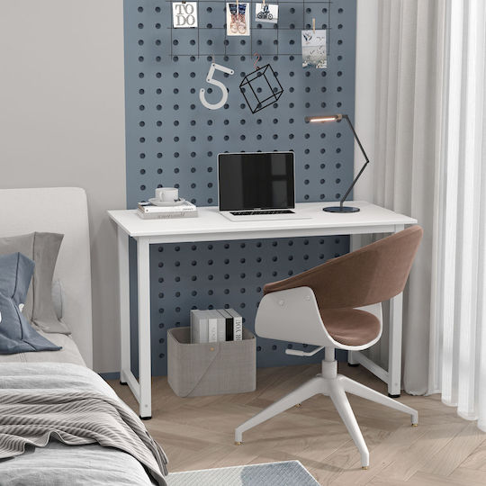 Computer Office Wooden White with Metal Legs 120x60x76cm