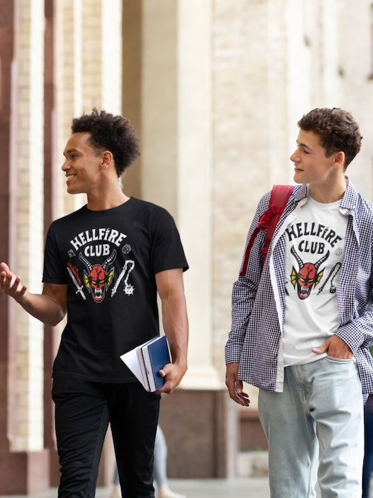 TKT Stranger Things Hellfire Club T-shirt Hellfire Club Μαύρο Βαμβακερό TKT Stranger Things Hellfire Club T-shirt Hellfire Club Μαύρο Βαμβακερό