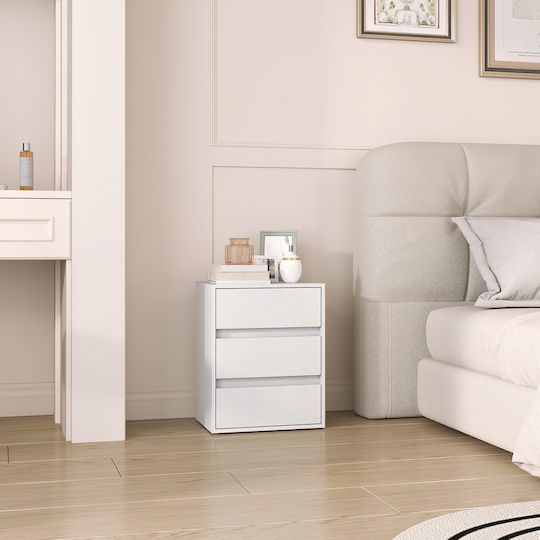 White Wooden Bedside Table 40x30x50.5cm