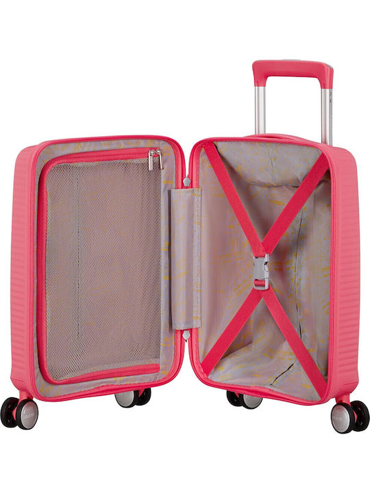 American Tourister Soundbox Cabin Hard Pink Suitcase With 4 Wheels Height 47cm