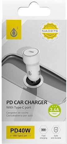 Moveteck Car Charger 40W with One Port 1xType-C White Color