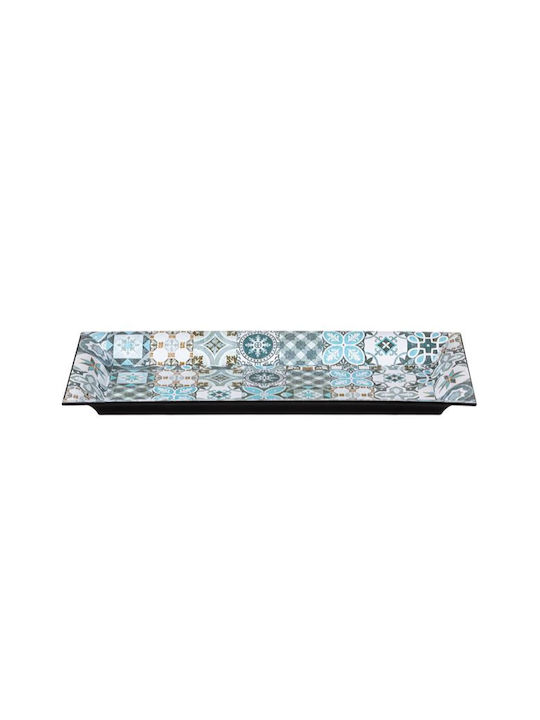 Dekorative Platte Rechteckig Kunststoff Blau 1Stück 36x17x2.5cm