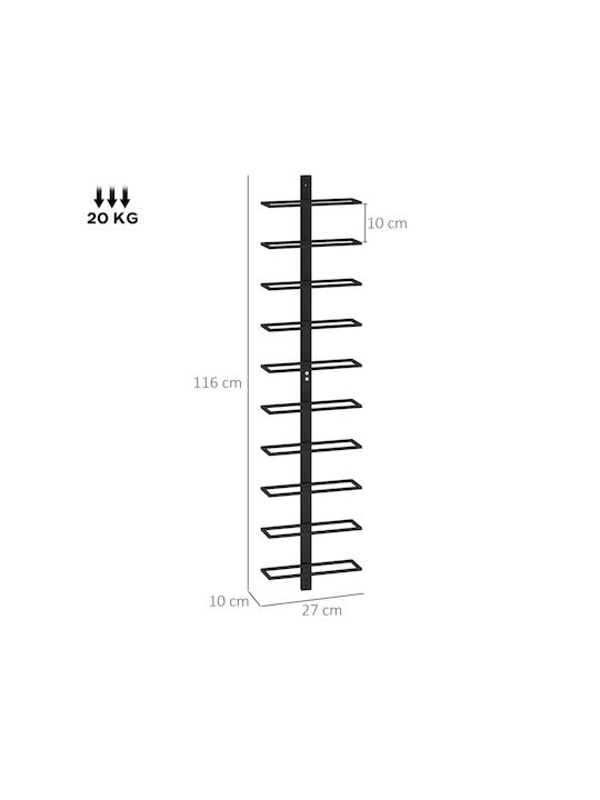 HomCom Perete Cămară de Băuturi Metal Neagră 27x10x116εκ.