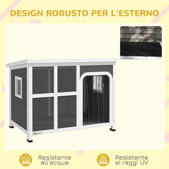 Pawhut Dog House Wooden Gray 90x62x71cm