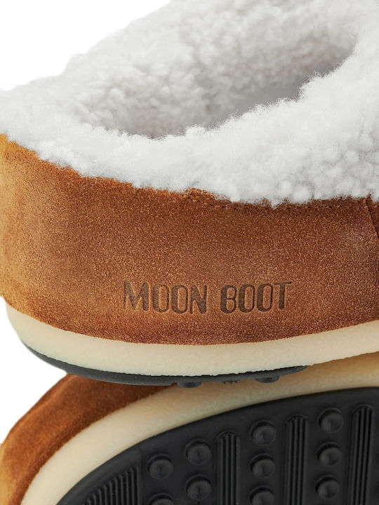 Suede Mules with Low Heel in Brown Color
