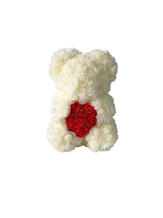 Rose Teddy Bear 25cm White