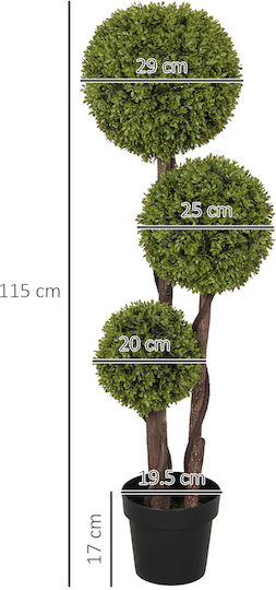 Homcom Künstliche Buchsbaum Pflanze 3 Kugeln Inklusive Topf Verstärkter Sockel Höhe 115 cm 830-705v01gn